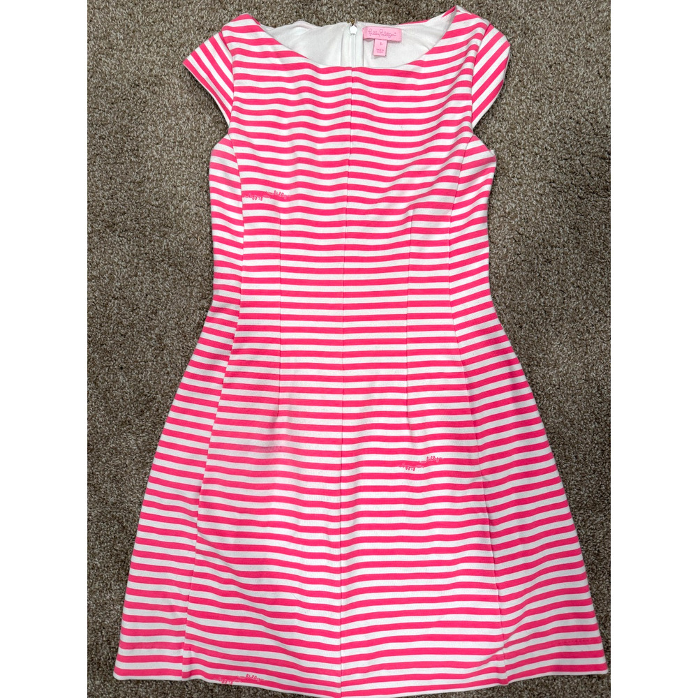 Lilly Pulitzer Pink and white stripped dress size size small zipper back